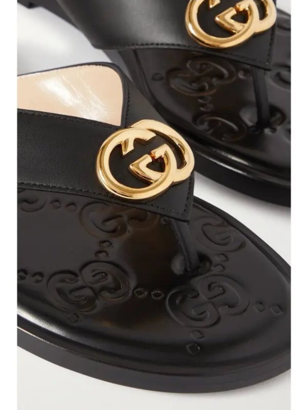 Gucci GG Marmont Interlocking G Sandals Black Gold Size 40 US 9.5/10 - Picture 7 of 10